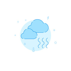 Foggy weather forecast vector icon. Flat illustration. Filled line style. Blue monochrome design. Editable stroke. Adjust line weight.