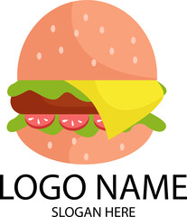 Simple and minimalist fast food burger restaurant mascot logo design template vector