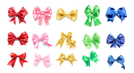 Set of beautiful colorful bows isolated on white