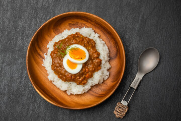 ドライカレー　キーマカレー　dry curry and rice set