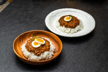 ドライカレー　キーマカレー　dry curry and rice set