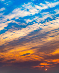 beautiful clouds in the sunset time vertical composition