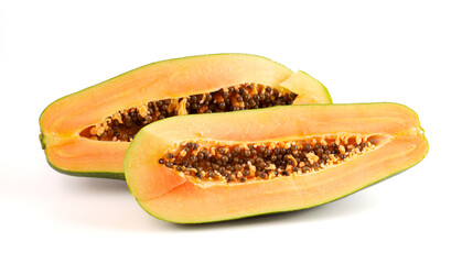 Fresh Opened Papaya on a White Background