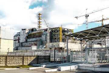 Chornobyl nuclear power plant  without sarcophagus - obrazy, fototapety, plakaty