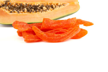 Candied Papaya Isolated on a White Background