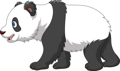Cartoon cute little panda walking