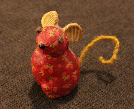 Toy Mouse Made Of Paper Mache Decorative