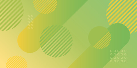 Abstract background with green and yellow gradient circle and geometric shape background