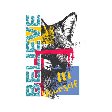 Believe in yourself t-shirt design with lion illustration