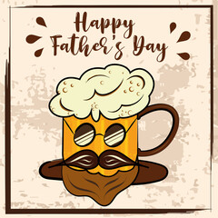 Isolated cute beer glass cartoon Happy father day retro template Vector