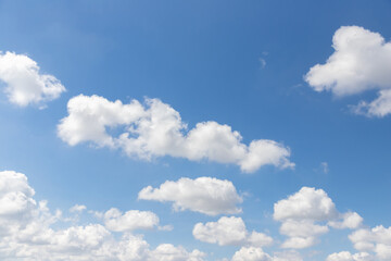 white cloud and blue sky background. hot day in summer.
