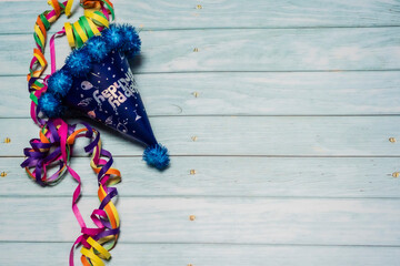 Birthday hat on wood table