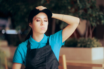 Desperate Fast-Food Worker Feeling Stressed and Overwhelmed