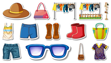 Sticker set of clothes and accessories