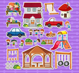 Obraz na płótnie Canvas Sticker pack of playground objects