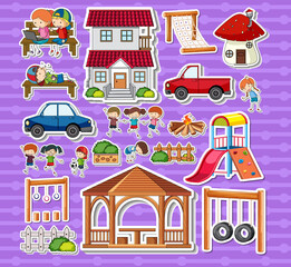 Naklejka premium Sticker pack of playground objects