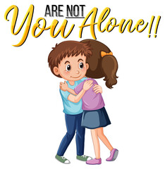 Poster with boy and girl hugging