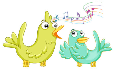 Two birds singing song