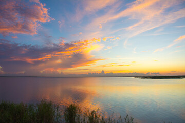 Colorful sunset on the lake in Central Florida