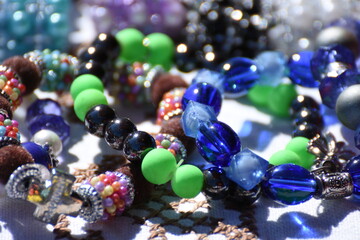 blue and green beads, hand bracelet for girls
