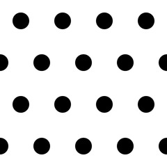 Abstract background seamless pattern tile vector. Black circles on white background. Geometric polka dots ornament. Repeating texture. Backdrop. Wallpaper. Gift wrapping paper. Fabric print.