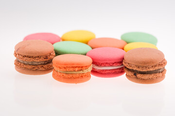 Fototapeta na wymiar Collection of brightly colored French macarons