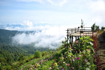 Beautiful panoramic view from Phu Keptawan at Doi Mon Jam, Chiang Mai, THAILAND.