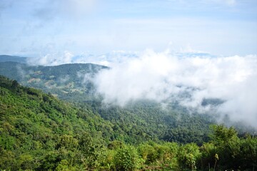 Panoramic view from Doi Mon Jam, The beautiful mountain in Chiang Mai, THAILAND.