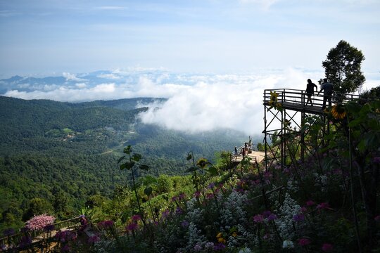 Beautiful panoramic view from Phu Keptawan at Doi Mon Jam, Chiang Mai, THAILAND.