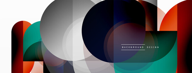 Fototapeta premium Creative geometric wallpaper. Minimal circle triangle and square line abstract background. Vector illustration for wallpaper banner background or landing page