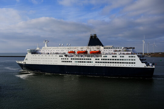 DFDS passenger and cargo roro ferry King Princess Seaways sail away servicing Ijmuiden Amsterdam, Holland with Newcastle, England