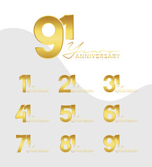 Set of Anniversary logotype gold color with white background for celebration