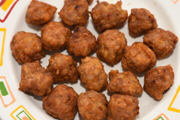 meatballs,chiftele from Romania , on a  white plate