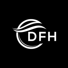 DFH letter logo design on black background. DFH  creative initials letter logo concept. DFH letter design.
