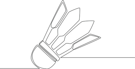 Single continuous line drawing a  Badminton shuttlecock. Sports Equipment. Sport exercise concept. Trendy one line draw design vector illustration for badminton tournament.