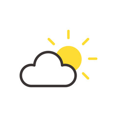 雲から覗くお日様のお天気アイコン　ベクターイラスト素材