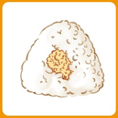 手描き水彩の焼たらこおにぎりイラスト