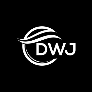 DWJ letter logo design on black background. DWJ  creative initials letter logo concept. DWJ letter design.
