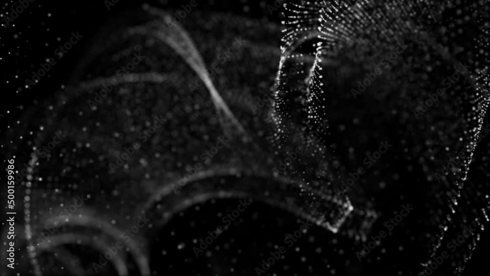 Aufkleber digitally generated motion graphic mysterious dark energy and evil abstract particles flowing in the