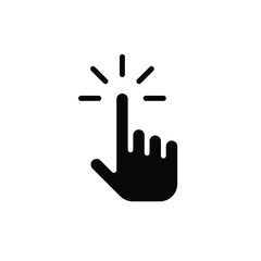 Clicking finger icon. Hand click, pointer symbol. Vector illustration isolated. Simple solid style. EPS 10.