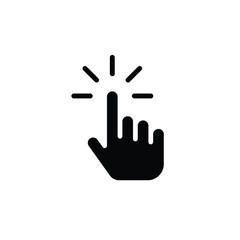 Clicking finger icon. Hand click, pointer symbol. Vector illustration isolated. Simple solid style. EPS 10.