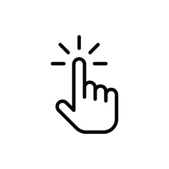 Clicking finger icon. Hand click, pointer symbol. Vector illustration isolated. Simple outline style. EPS 10.