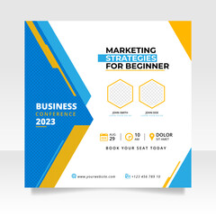 Digital marketing live webinar and business conference social media post template