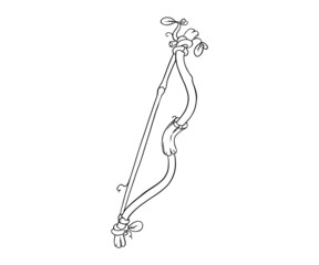 Wooden bow for games. Sketch of casual bow. Vector illustration isolated in white background