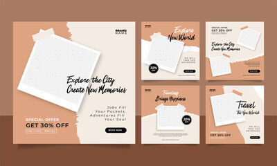 Travel sale banner and social media post template