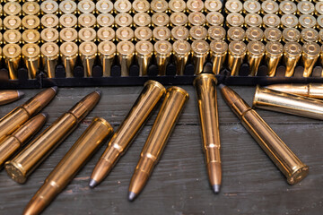 A collection of live ammunition ready to be issued to fighting soldiers.