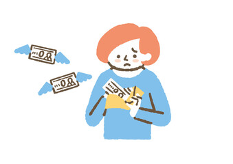 財布からお金が無くなる女性_色