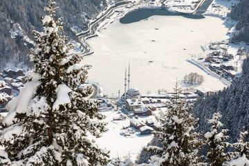 Uzungol Lake in the Winter Season, Blacksea Mountains, Caykara Trabzon Turkey