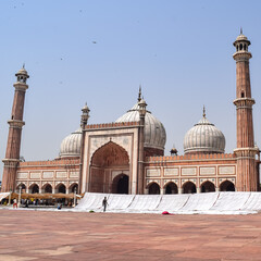 The spectacular architecture of the Great Friday Mosque (Jama Masjid) in Delhi during Ramzan...