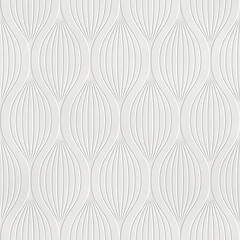 Embossed motif pattern on paper background, seamless texture, geometric waves pattern, paper press, 3d illustration - 500164143